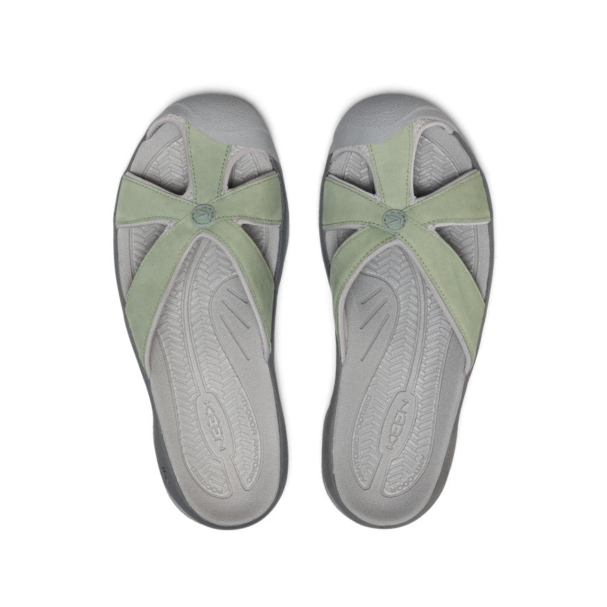 Women's Bali Leather Slide Sandal | Lily Pad/Steel Grey - Image 4